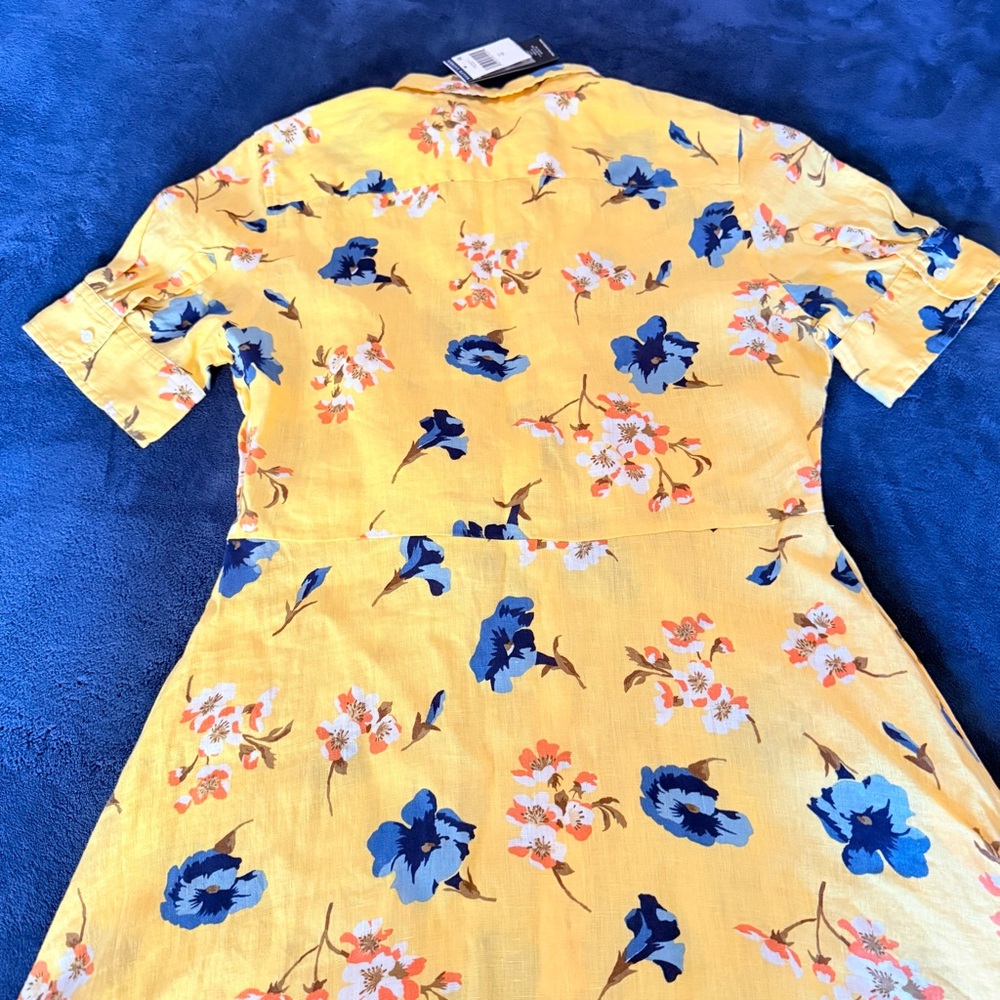 Lauren Ralph Lauren Yellow Floral Linen Shirtdress - Picture 4 of 6